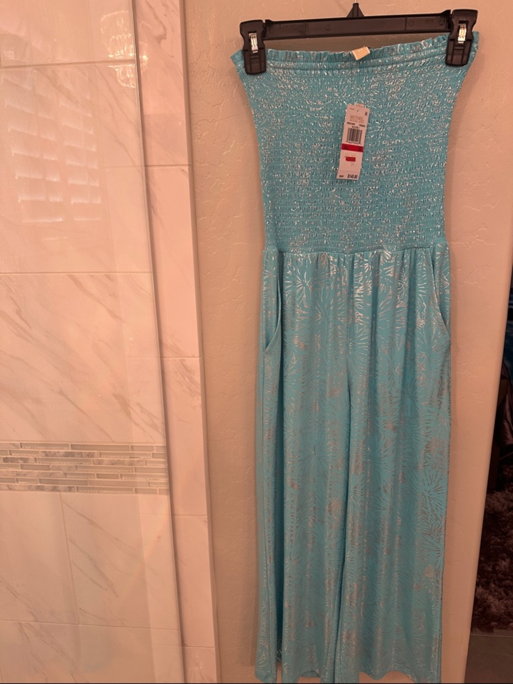 Michael Kors Turquoise jumpsuit  with Silver Metallic Accents NWT